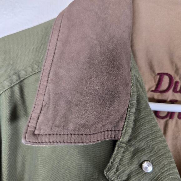 Ducks Unlimited Field Chore Coat Men's M Green Canvas Leather Trim Huntingcore - Picture 5 of 13